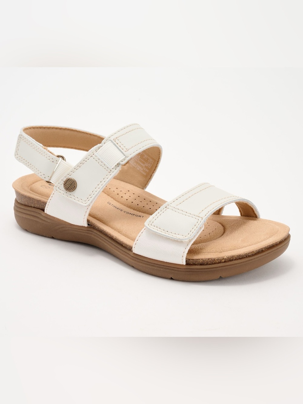 Clarks White Leather Adjustable Strap Sandals size 10 M. New